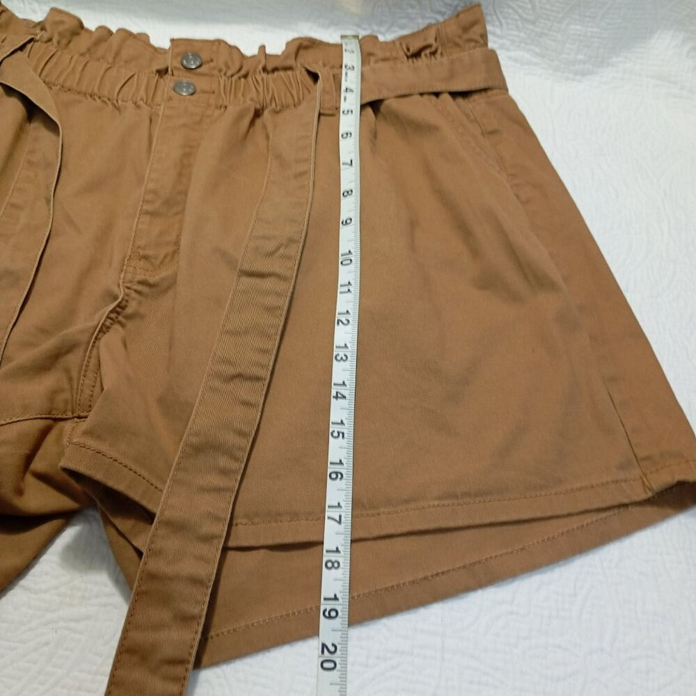 Ava & Viv Shorts 1X  Womens Paperbag Waist Brown With Belt - Picture 10 of 10